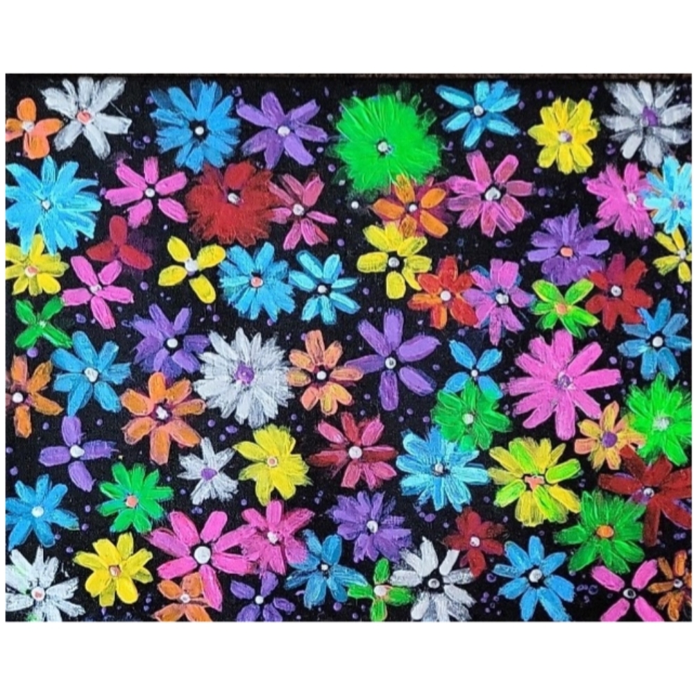 Hand Crafted Abstract Design 11x14 Inches Canvas Painting - Picture 3 of 4